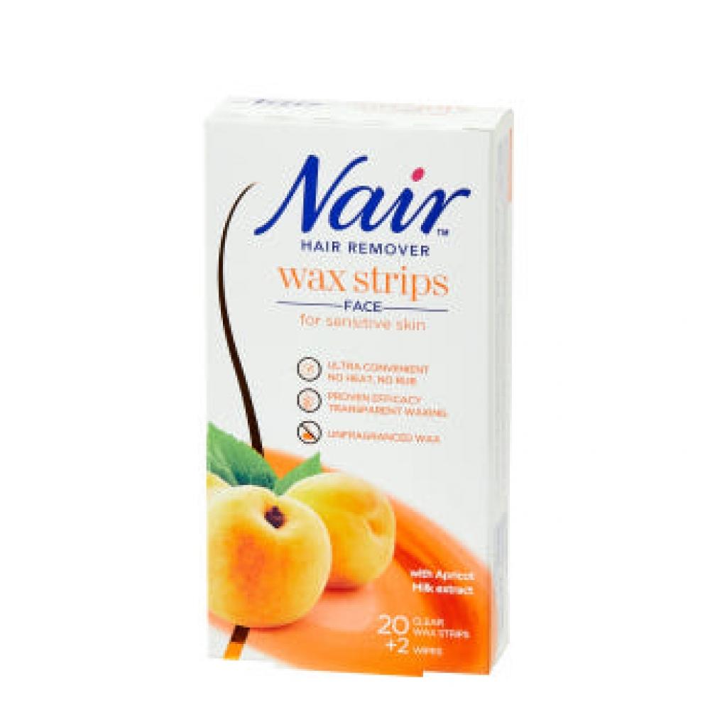 Nair Facial Hair Removal Wax Strips 20+2 Sheets NONE