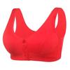 Front Button Cotton Bra for Middle-Aged & Elderly Women - Plus Size Vest Style, Solid Color.