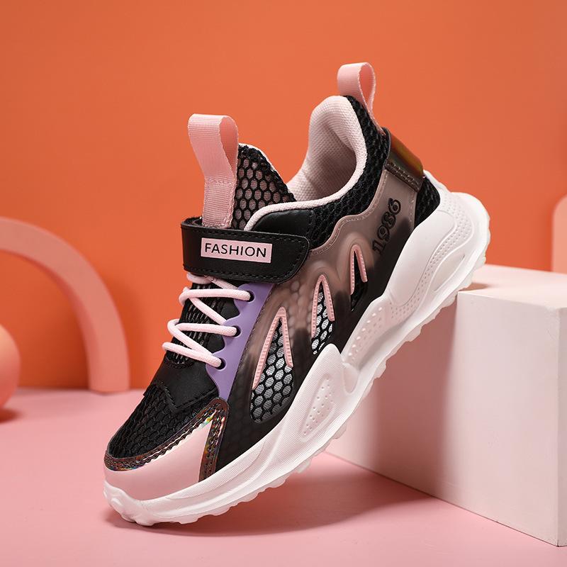 Running shoes new non-slip 2025 fashion single net male and female students girls sports shoes breathable primary school students summer
