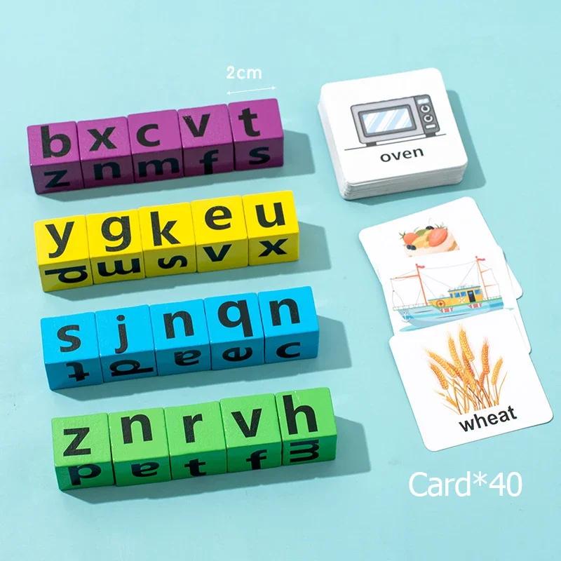 Dětská dřevěná montessori písmena blok kognitivní párování puzzle učení se slovem párování puzzle vzdělávání hračky bojová hra