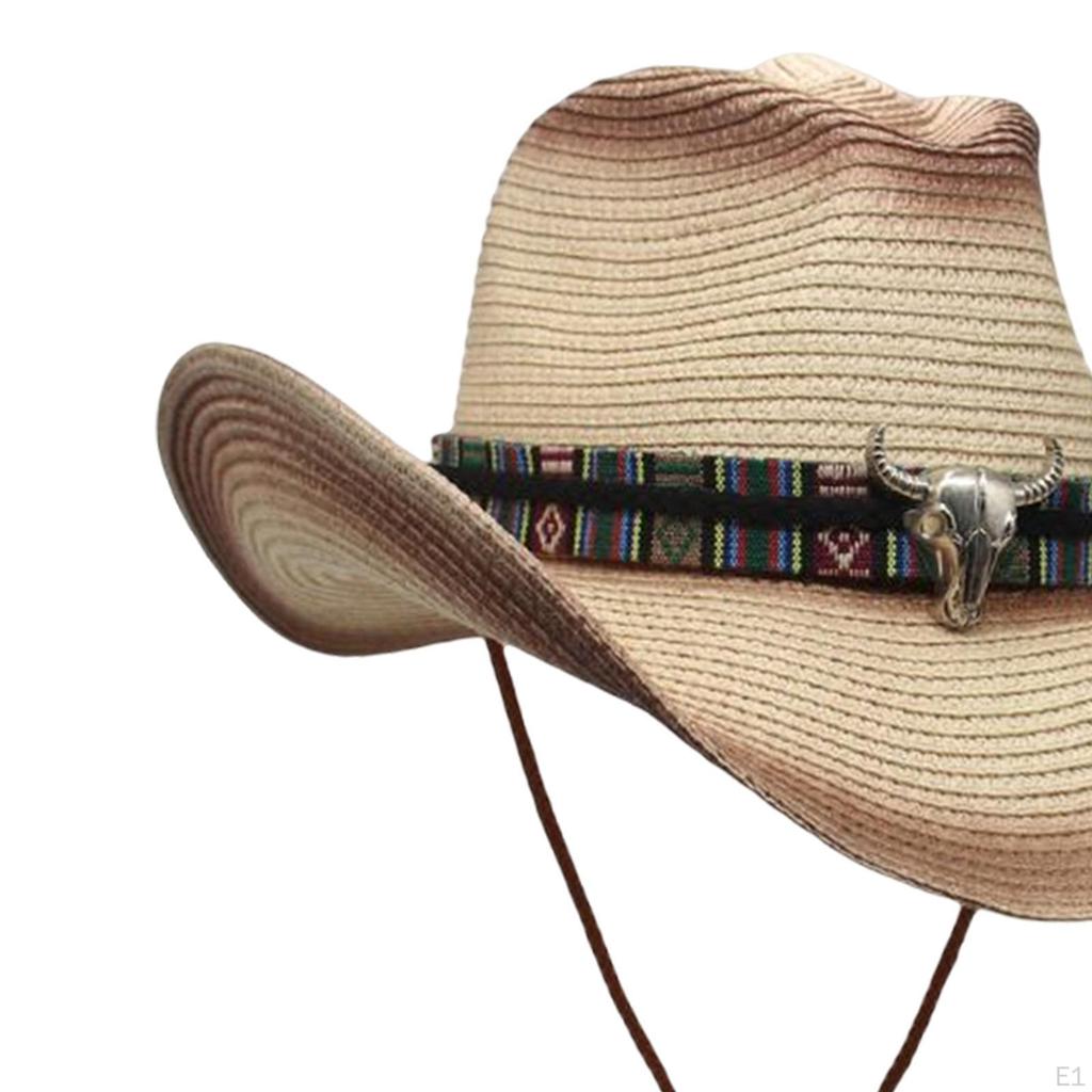 Fashionable Western Cowboy Hat Wide Brim Costume Paper Sun Protection Cowgirl for Men's