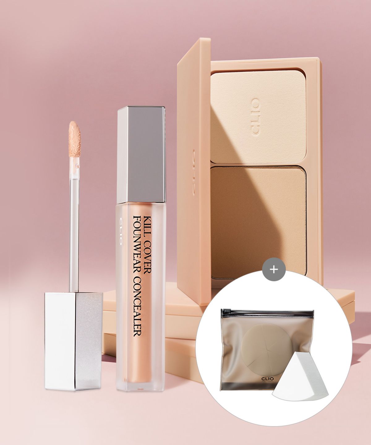 [SET] Kill Cover Founwear Concealer + Powder Foundation [Gift] Makeup Sponge (Large) 3 linen