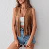 Women's Sleeveless Fringe Vest Casual Bohemian Style Layering Piece