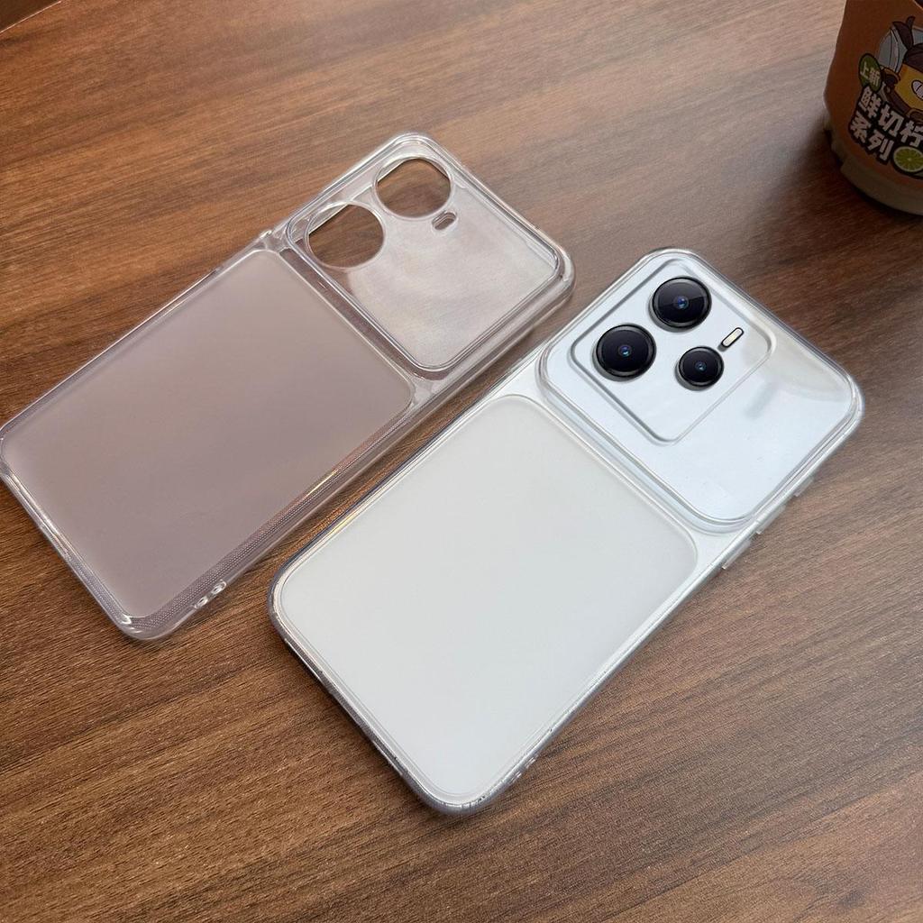 Split Dual Panel Matte Clear Case for Xiaomi Redmi Note 14 5G 4G Large Independent Camera Window Anti-Yellow Shockproof Protective Cover