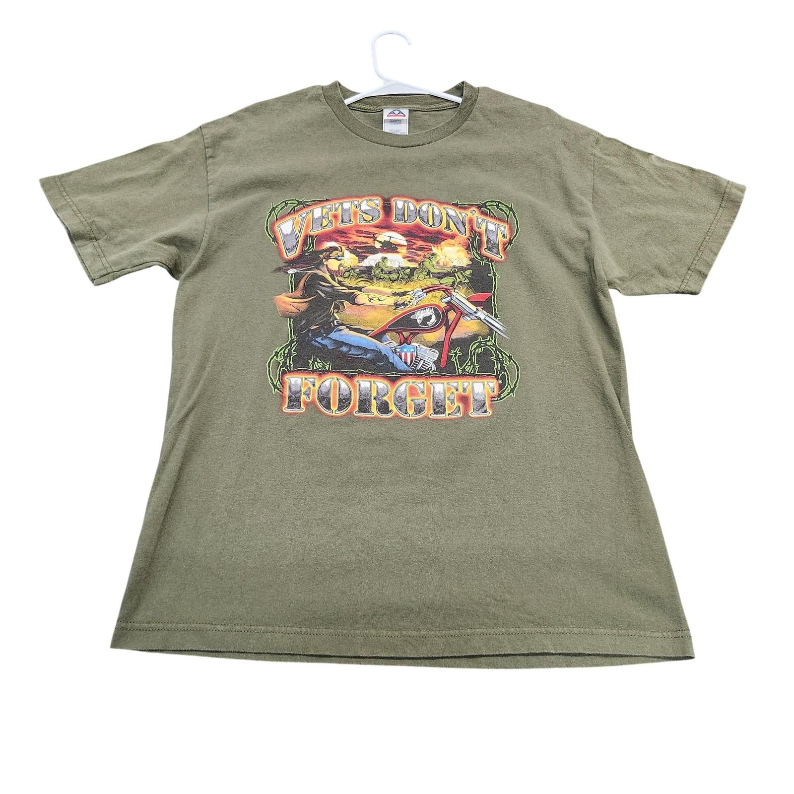 Alstyle Shirt Mens Large Green Vets Don t Forget Graphic Tee Veterans Motorcycle Unisex T-Shirt XXXL