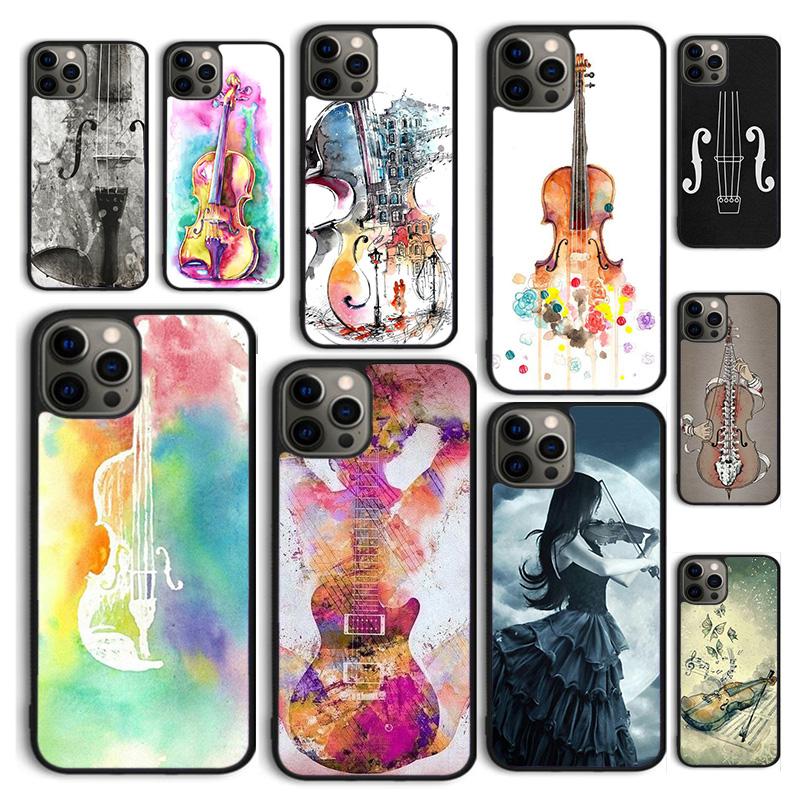 Autumu Gothic Girl Violin Watercolor Phone Case Cover for iPhone 17 Air 16 16e 15 12 11 13 14 Pro Max Plus Coque