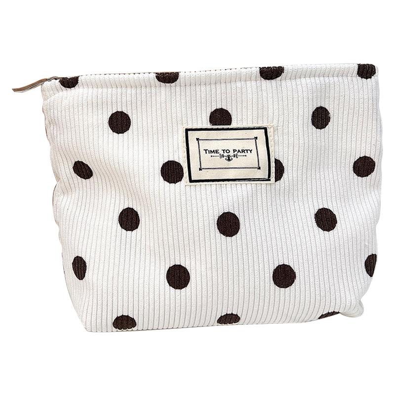 

Сумка-органайзер для подорожей. Вінтажна вельветова косметичка з візерунком у горошок White