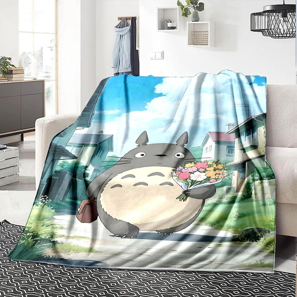 1pc Totoro Friends Forest Flannel Blanket,Ultra Soft Warm Plush Throw for Home Bedroom Bed Sofa Cover Camping Picnic Gift Y7171