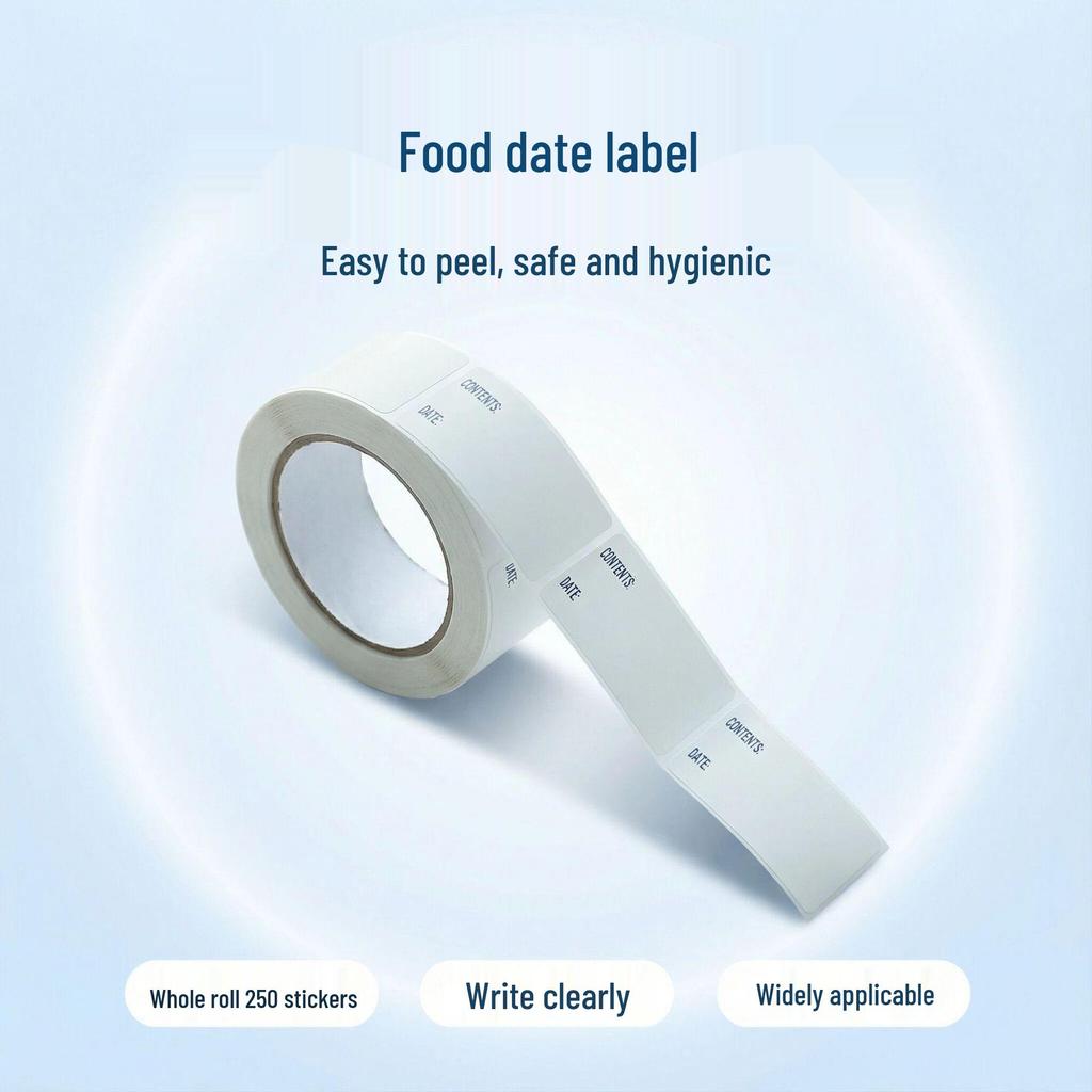 Rotating Self-Adhesive Kitchen Food Label Stickers, 2.5×5cm, 250/Roll Refrigerator Labels