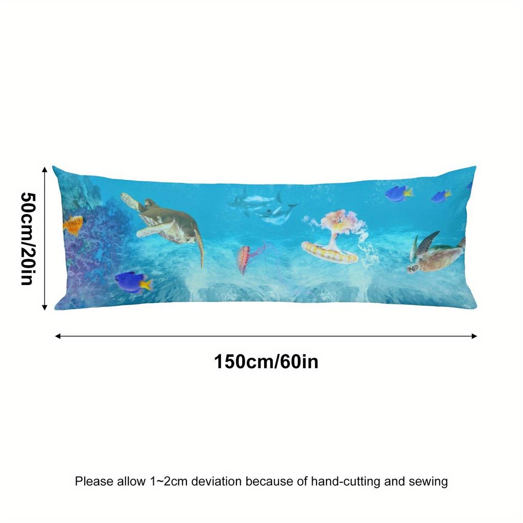 Jellyfish and Turtle Pattern Body Pillowcase Long Pillowcase Outer Space Pillowcase Durable and Easy To Clean - Zippered 20 "x60