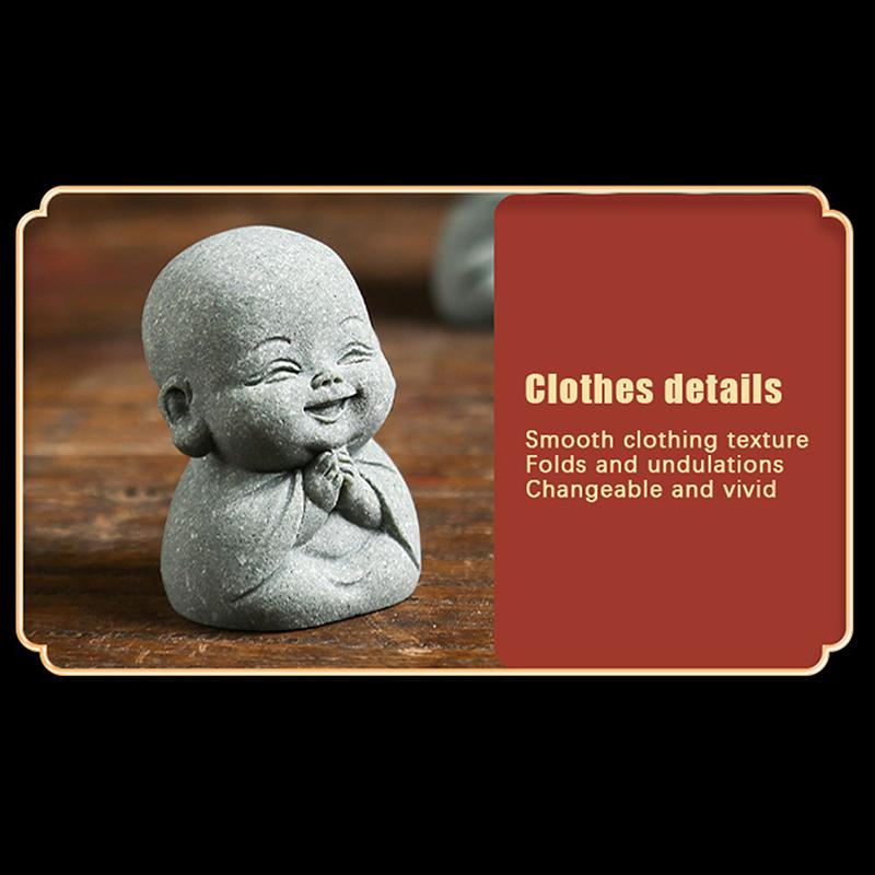 1/4Pcs Home Decor Cute Stone Little Monk Statues With Serene Zen Vibes Ornament For Meditation Space Desk Meaningful Gifts