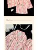 Pink Cloud Striped Long-Sleeve Pajamas: Cozy Cotton Set for Spring and Autumn.