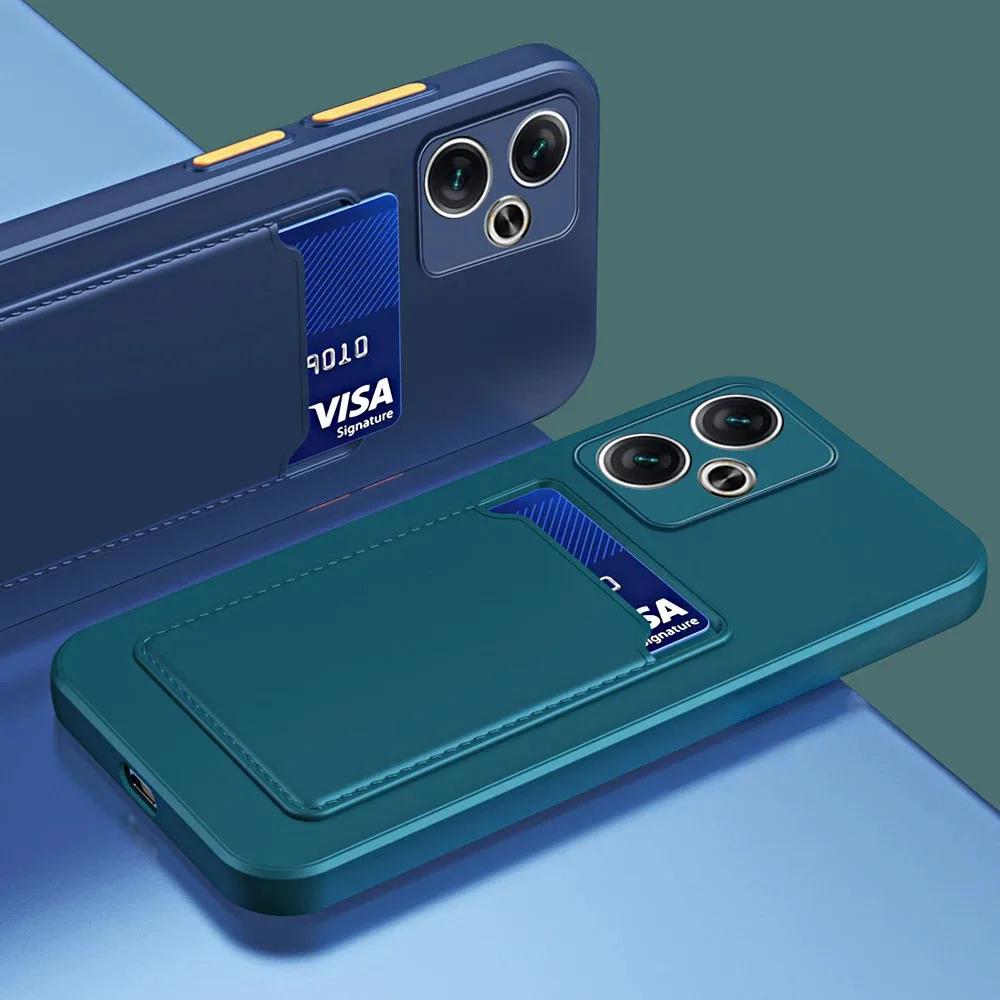 Silicone Card Wallet Case for Xiaomi Redmi 13 4G 13C 12C 12 10C 10A 9C 9A Soft Shockproof Card Slot Soft Bumper Back Full Protection Cover