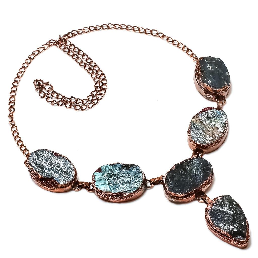 Labradorite Necklace Handmade Jewelry, Copper Electroformed  Necklace Designer Gemstone Jewelry Adjustable Chain Necklace