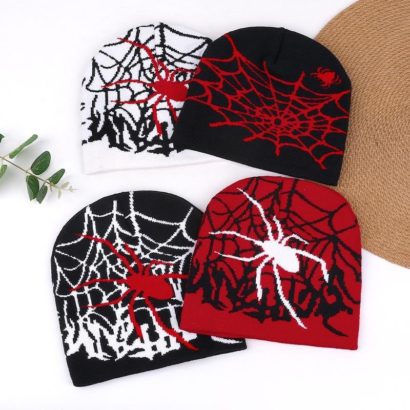 Versatile wool hat adult spider web European, American autumn and winter cold warm cold hat jacquard knitted hat
