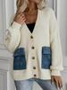 2025 A/W European Sequin Patchwork Denim Knit Sweater Jacket - Women's Trendy Loose Cardigan Design