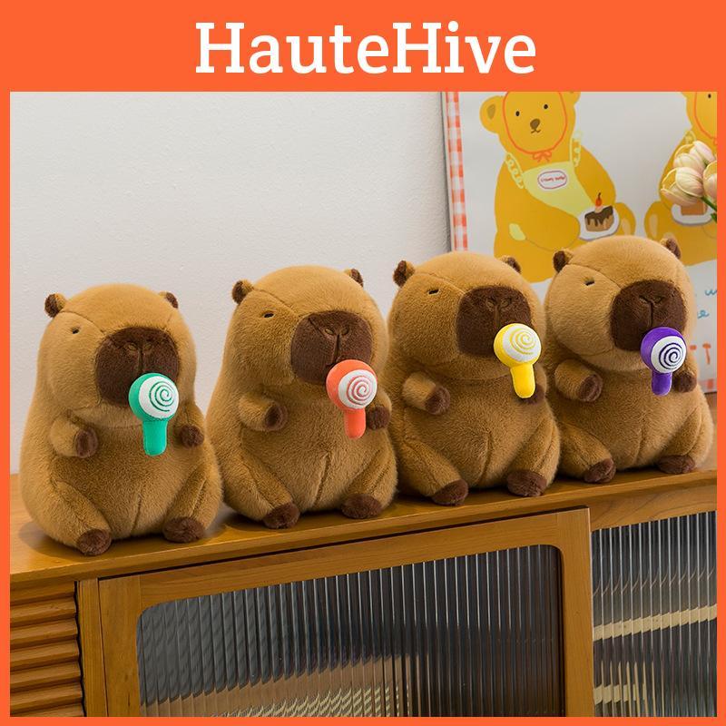 Capybara Plush Soft Doll Toy Animal Shaped Stuffed With Drawable Lollipop