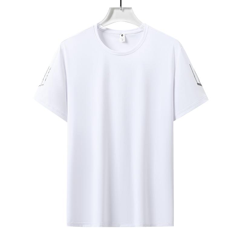 T-shirt à séchage rapide et haute élasticité T-shirt de sport à manches courtes à séchage rapide en soie glacée pour homme à col rond décontracté à manches courtes