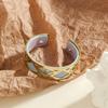 Hollow double-sided leather replaceable women's light luxury style golden jewelry gift banquet daily wear open bracelet