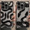 Luxury Vintage Black Snake Plating Phone Case For iPhone 17 16 15 14 13 12 11 Pro Max Plus 17 Air Anti-Fall Airabag Back Cover
