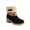 Damen Schneestiefel Wildleder Herbst und Winter neu dicksohlige wasserdichte Tisch dicker Absatz hoher Absatz warme Baumwollschuhe Blume Spleißen kurze Stiefel