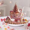 Acrylic Holiday Ornaments for Home Decor 2D Christmas Tree Figurine, Dreamy Floral Candy House Tabletop Showcase Ornaments, Centerpiece Office