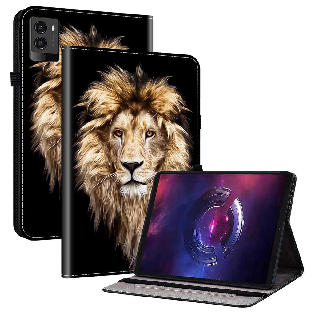 Pentru Lenovo Legion Y700 (2025) Husă din piele pentru tabletă cu suport și sloturi pentru carduri, model imprimat