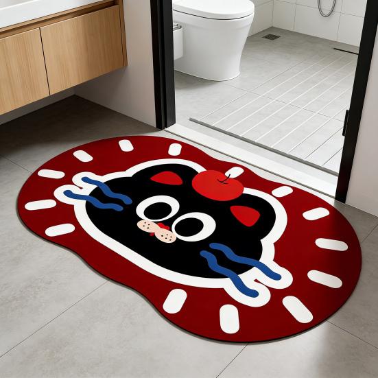 Kreskówkowy Zwierzęcy Dywanik Łazienkowy Chłonny Z Ziemi Okrzemkowej Antypoślizgowy Uroczy Kot Pies Mata Podłogowa do Wejścia Łazienki Kuchni Prysznica