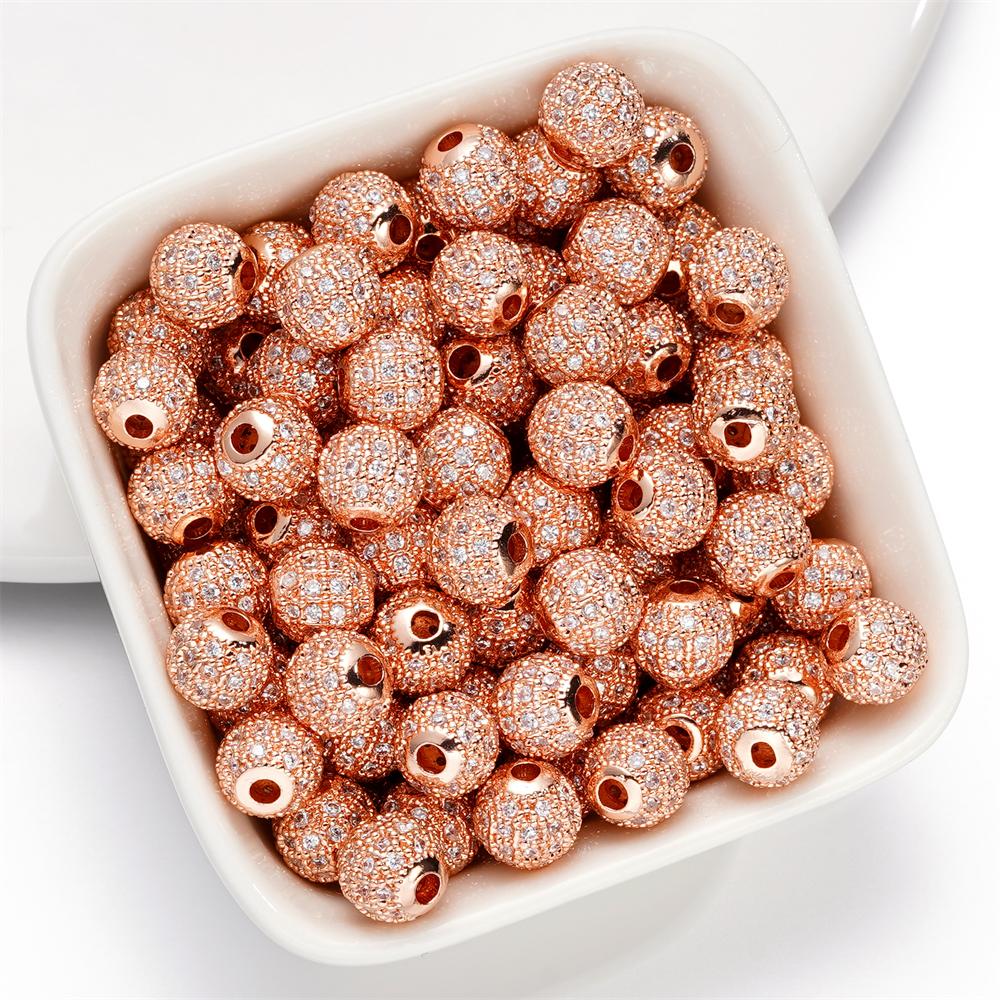 5pcs/lot Brass Micro Pave Cubic Zirconia Round Spacer Loose Beads for DIY Charms Necklace Bracelet Jewelry Making Accessories