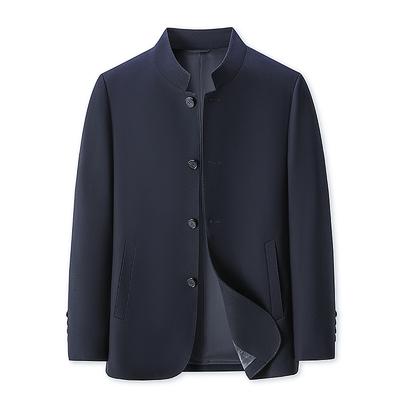 Jesenný Nový Stojačikový Mao Oblekový Sako Jarný a Jesenný Ležérny Oblek Otcovský Oblek Vrchný Diel