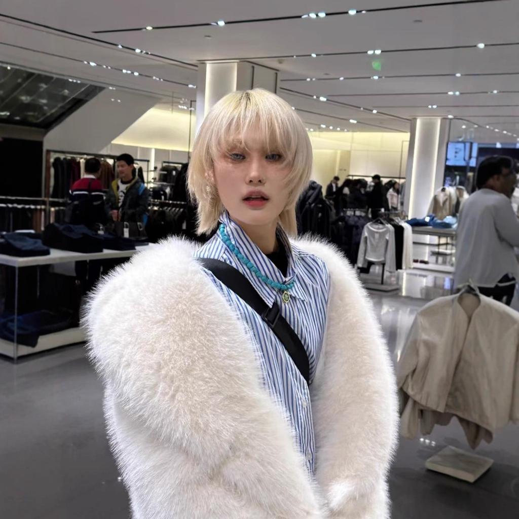 ZA imitation fur coat women's autumn and winter thickened wool women's coat street style fluffy fox fur coat