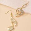 Exquisite Rhinestone Music Symbol Pendant Drop Earrings Fashion Asymmetric Earrings Women's Elegant Trendy Party Zircon
