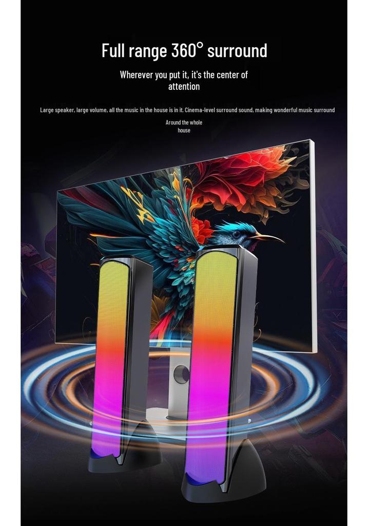 RGB Desktop Bluetooth Speaker with Subwoofer and Wired Connectivity