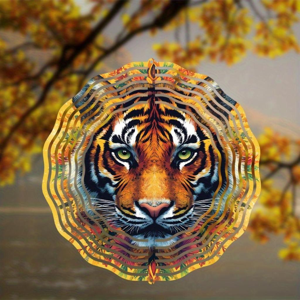 25.4cm Tiger Wind Chime with 360 Degree Hook Vibrant Metal Garden Decor for Outdoor Hanging Ornament Spring Summer Gift for Friends