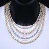 NY Ice Diamond Round Beads 7.5mm Cuban Chain Diamond Cubic Zirconia Cuban Necklace Hip Hop Style Women's Necklace