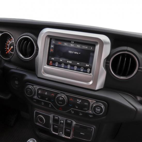 Silver Dashboard GPS Navigation Frame Trim Decor Cover For Jeep Wrangler JL 18+