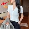 Women's V-Neck Slim Fit Short Sleeve Knit Top