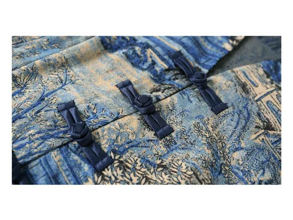 Elegant Vintage Chinese Style Silk Dress for Mature Women