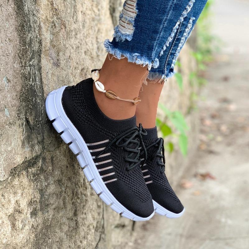 Prodyšné úpletové síťové tenisky pro ženy – lehké šněrovací běžecké boty