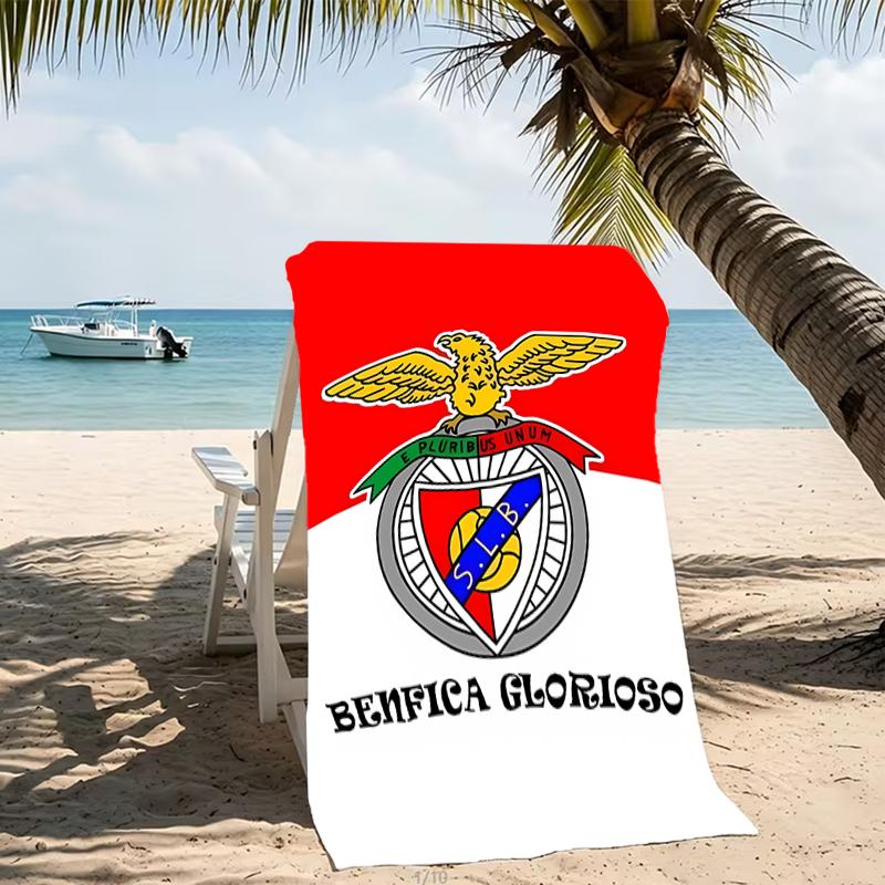 Strandtuch mit Muster von Sport Lisboa e Benfica - weich, saugfähig, maschinenwaschbar, leicht & modern, zum Schwimmen, Reiseutensilien