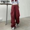 WTEMPO Solide Cargohose Damen Casual Baggy Lange Hose Frühling Herbst Streetwear Vintage Lose Paar Jogginghose