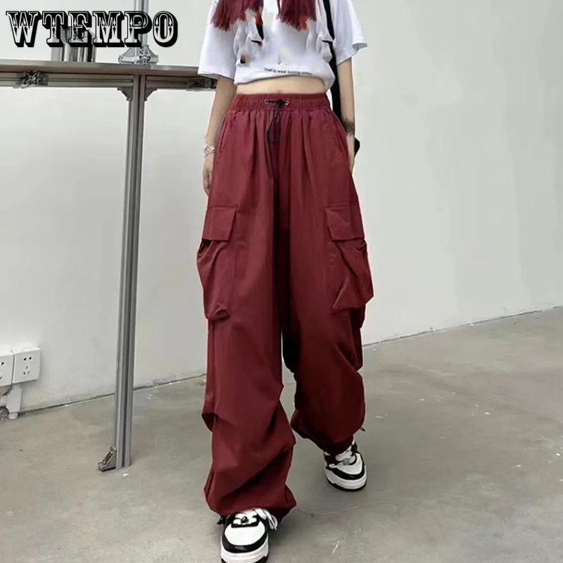 WTEMPO Solide Cargohose Damen Casual Baggy Lange Hose Frühling Herbst Streetwear Vintage Lose Paar Jogginghose