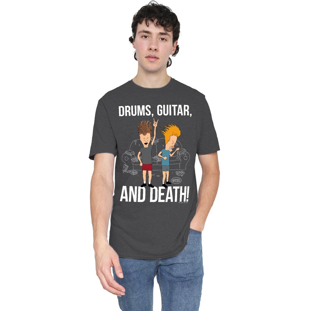 Beavis & Butthead Unisex Adult Drums Guitar & Death T-Shirt