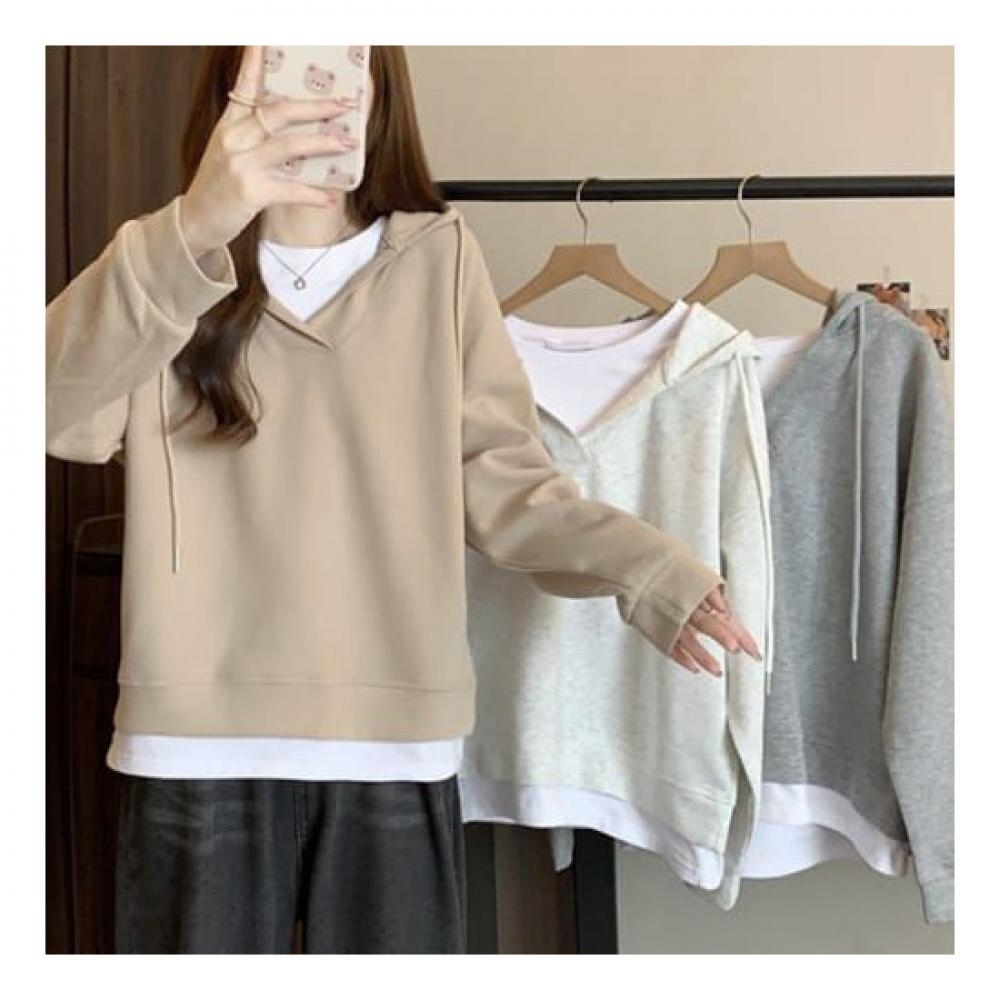Navava Men Casual Solid Long Sleeve Two In One Hoodie T shirT nT1967