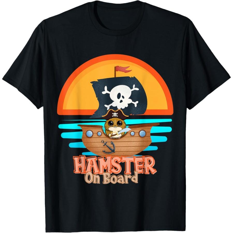 HAMSTER ON BOARD Pirate Funny I love hamster T-Shirt XXXXXL чёрный