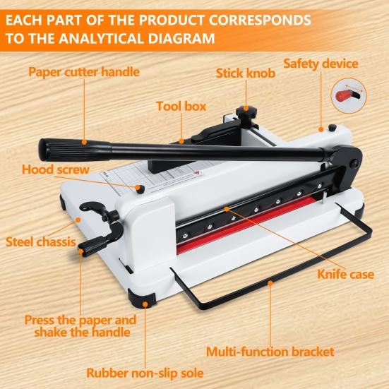 Accurate Cutting Paper Trimmer with Anti-slide Rubber Feet A4 Paper Trimmer with Built-in Clamp 400 Sheets Cutting Capacity Cardstock Trimmer