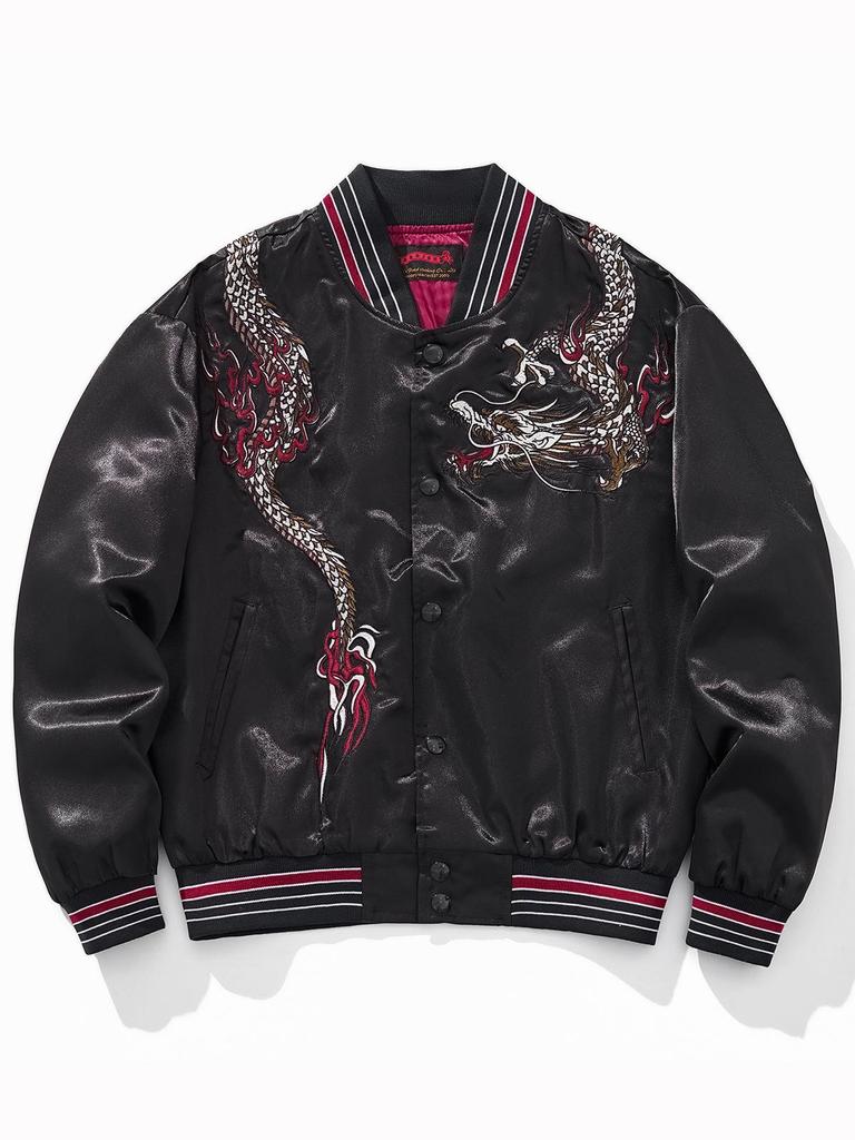 Huaxia Junpin Men's Chinese Embroidery Dragon Baseball Jacket A091