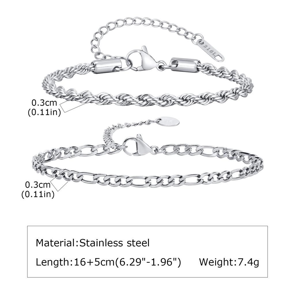 Men's Thin Chain Bracelet,Never Fade Stainless Steel Adjustable Wristband,Minimalist Hip Hop Jewelry Gift