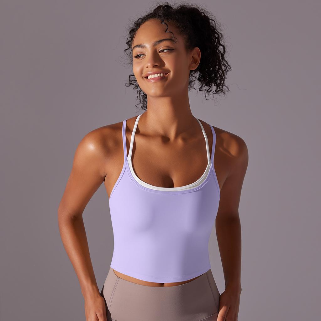 Auroth Back Cross Sports Vest Women Yoga Sports Bra Candy Color Fitness Top