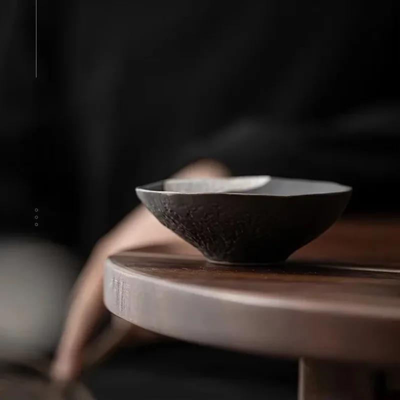 80ml Xianglong Cup Japanese-style Handmade Black Stoneware Teacup Tea Bowl Small Master Cup Single Tea Cup KungFu TeaSet Teaware